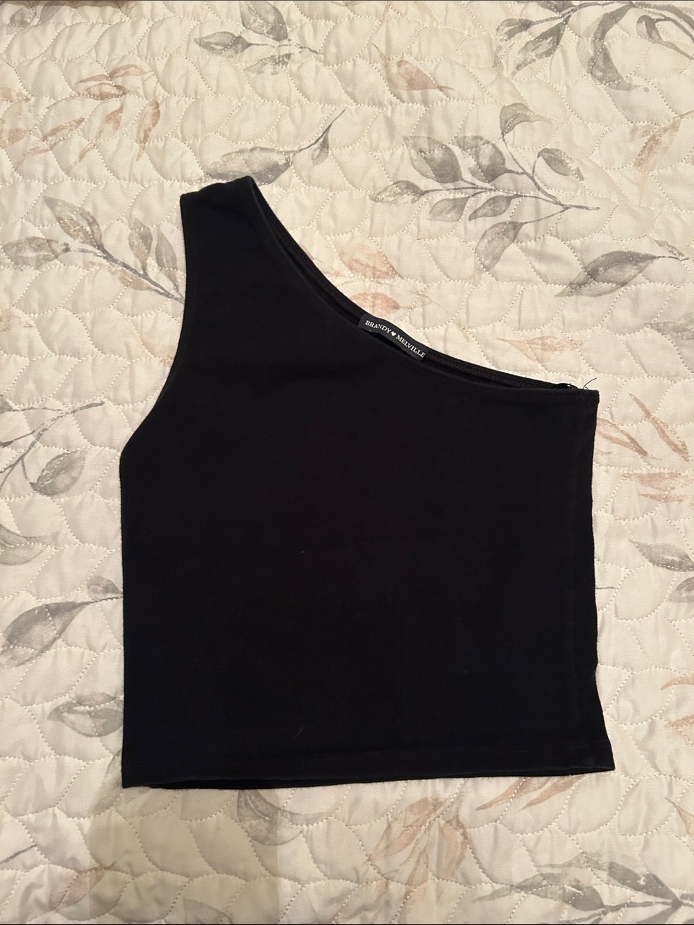 Brandy Melville Black One-Shoulder Crop Top